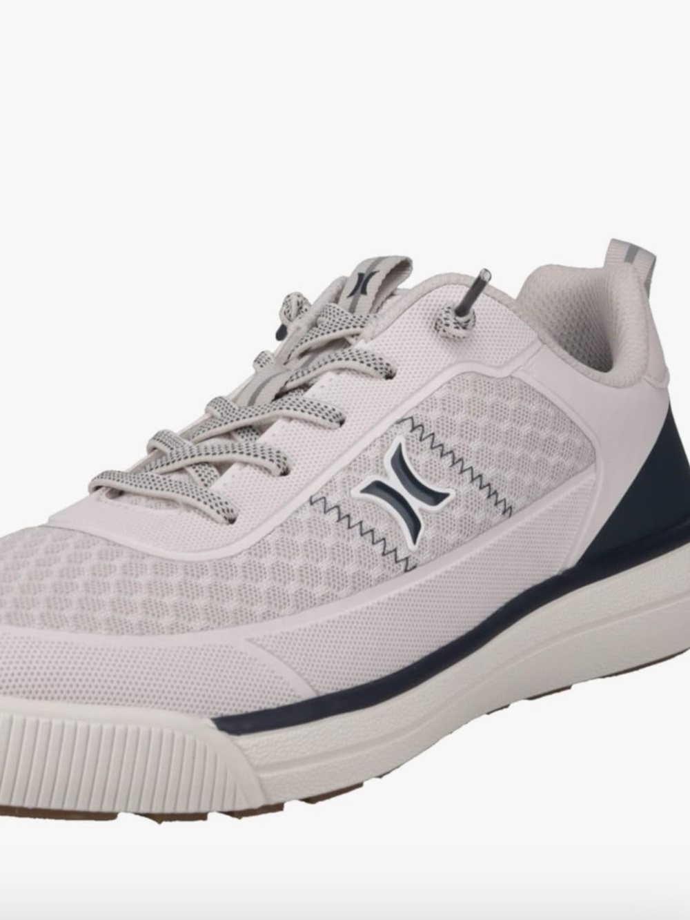 Harley Exeter, Gray Snickers Neutral Light Gray Mesh Sneaker with Navy Accents